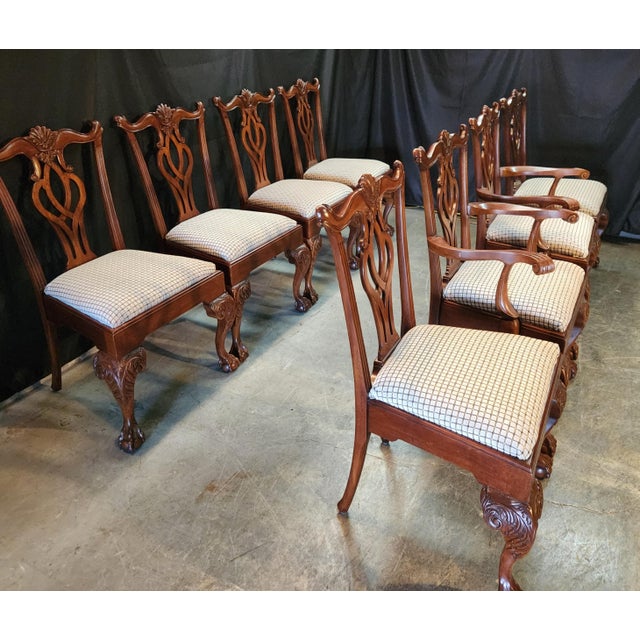 Chippendale 8 Mahogany American Chippendale "Scroll" Chairs Attributed to Leighton Hall For Sale - Image 3 of 16