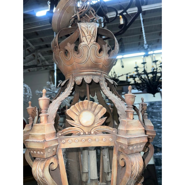 1940s Large Spanish Lantern Pendant Light For Sale - Image 9 of 12