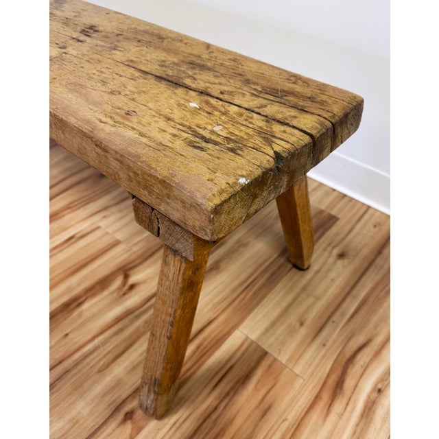 Antique Primitive Handmade Wooden Farmhouse Bench | Chairish