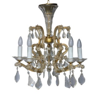 Gilded Murano Glass Chandelier in the style of Ca Rezzonico, 1960s For Sale