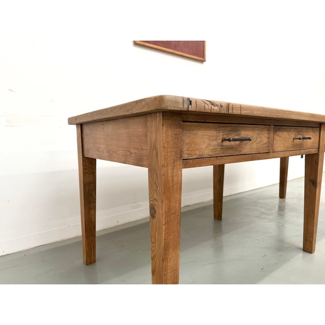 Large Farmhouse Table with Oak Top and Spindle Legs, 1950s For Sale - Image 13 of 18