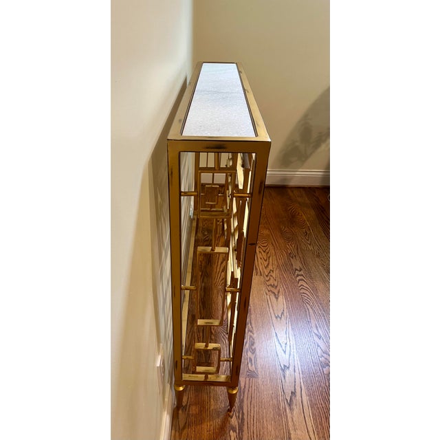 Transitional Global Views Open Block Console Table - Gold For Sale - Image 3 of 10