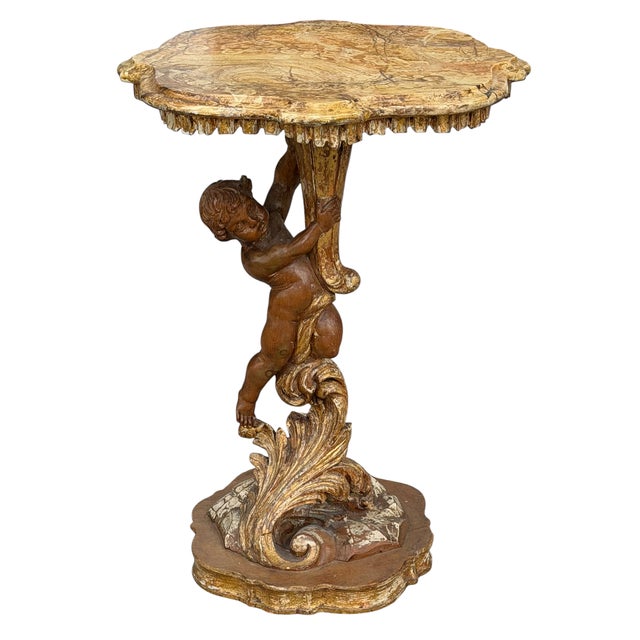 Italian Antique Venetian Figural Putti Table For Sale - Image 3 of 5
