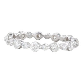 0.94ctw Diamond Eternity Band 14k White Gold Wedding Ring Size 6.25 Stackable For Sale