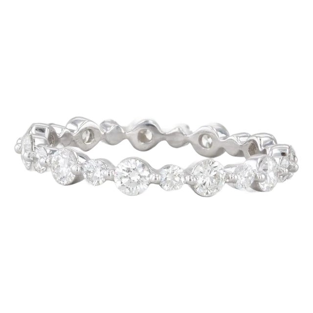 0.94ctw Diamond Eternity Band 14k White Gold Wedding Ring Size 6.25 Stackable For Sale