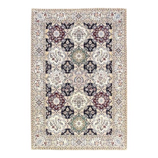 2020s Multi Color Fine Hand Knotted Persian Silk & Wool Nain For Sale