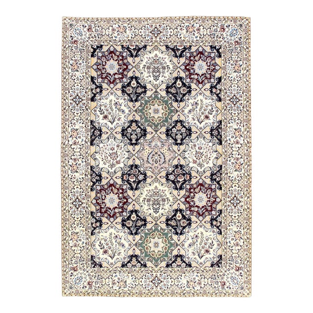 2020s Multi Color Fine Hand Knotted Persian Silk & Wool Nain For Sale