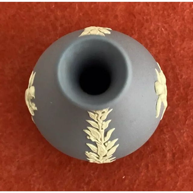 Mid-Century Modern Vintage Wedgwood Blue Jasperware Bud Vase For Sale - Image 3 of 6