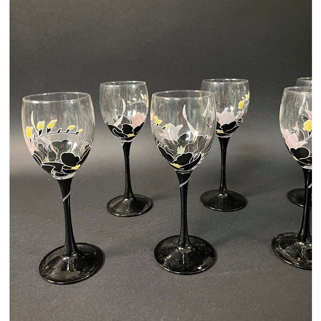 Vintage French Hand-Decorated Glasses, 1950s, Set of 6 For Sale - Image 11 of 13