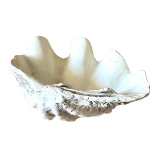 Vintage Realistic Ceramic Clam Shell Bowl – Sculptural Coastal Decor Dish For Sale