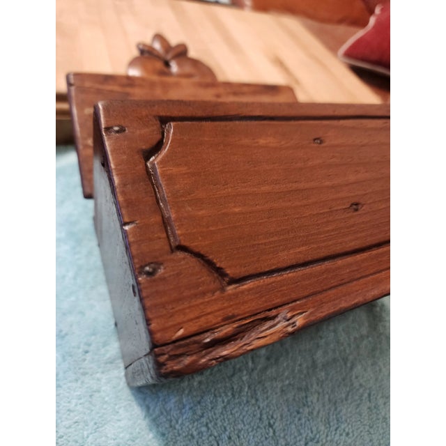 Vintage Carved Wood Primitive Salt Box For Sale - Image 4 of 14