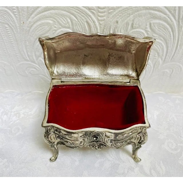 1940s 1940s Antique Silver French Desk Style Jewelry Box For Sale - Image 5 of 6