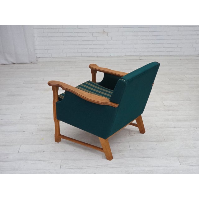 Danish Armchair in Wool and Oak, 1970s For Sale - Image 9 of 17