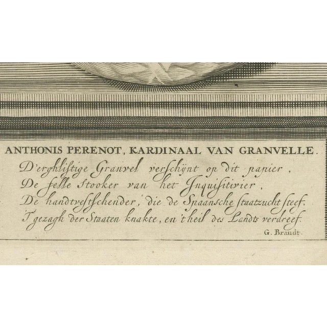 Hugo de Groot, Portrait of Cardinal Granvelle Dutch Engraving, 1681, Print For Sale - Image 4 of 10