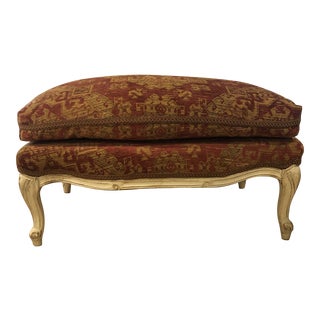 Sam Moore Upholstered Ottoman in Tapestry Fabric For Sale