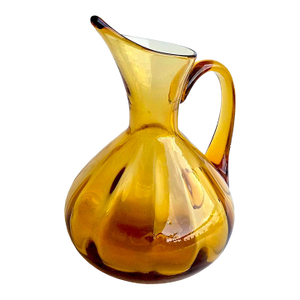 Vintage Hand-Blown Rainbow Glass Pitcher