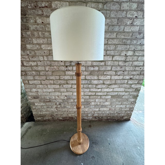 Mid-Century Modern Vintage Danish Light Wood Floor Lamp For Sale - Image 3 of 16