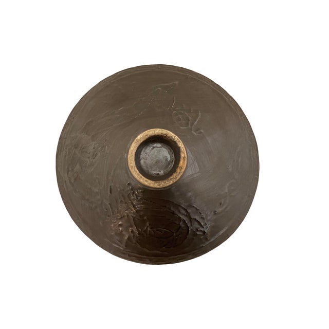 Auburn Chinese Ware Brown Black Glaze Graphic Ceramic Tea Bowl Cup Display For Sale - Image 8 of 9