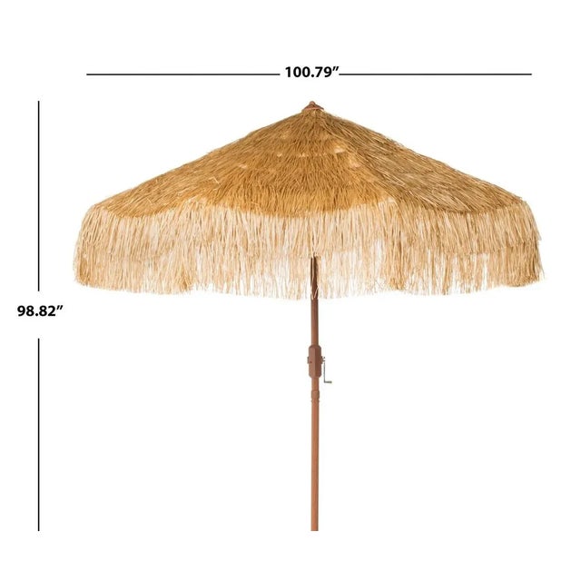 Contemporary Tiki 9 Ft Crank Umbrella - Brown For Sale - Image 3 of 5
