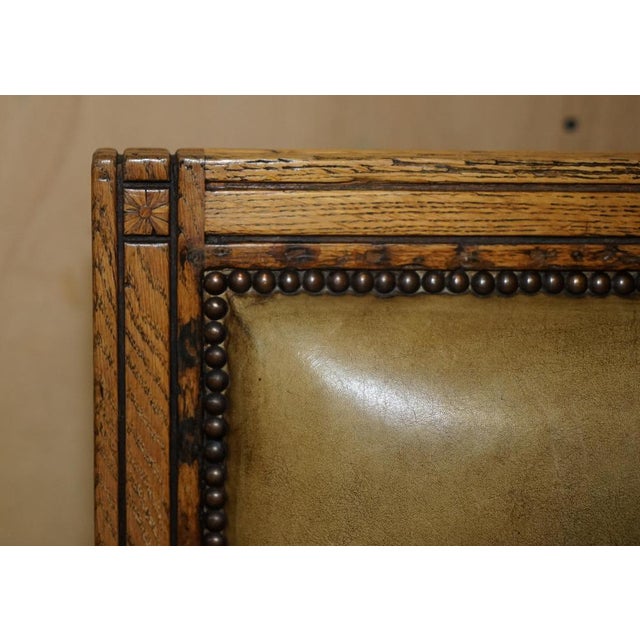 Victorian English Oak Hand Dyed Leather Library Reading Armchair For Sale - Image 4 of 18