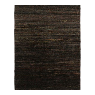Rug & Kilim’s Modern Textural Rug, Polychromatic Striae on Rich Black Tones For Sale