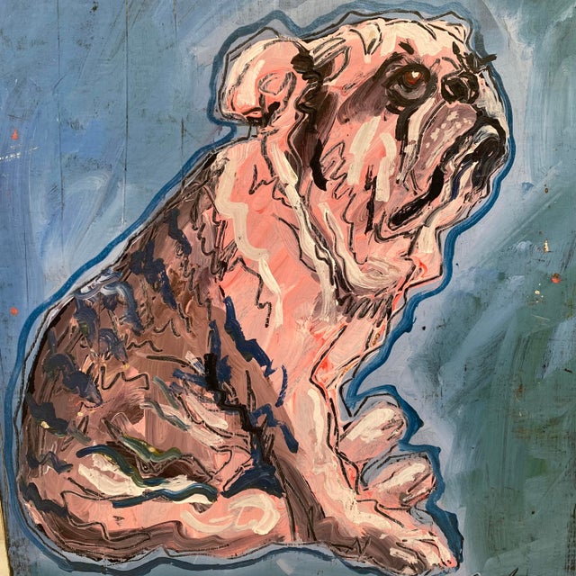 English English Bulldog Pet Dog Portrait Original Oil British Signed For Sale - Image 3 of 5