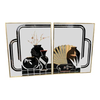 1980’s Post Modern Deco Mirror Wall Art - Set of 2 For Sale