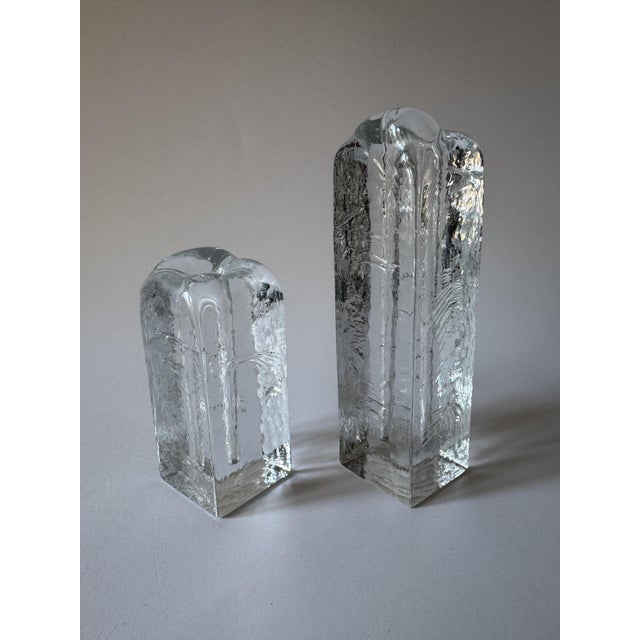 Glass Vintage Scandinavian Sculptural Glass Blocks from Muurla Finland, 1970s, Set of 2 For Sale - Image 7 of 16