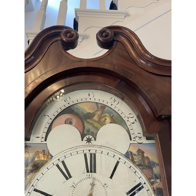 Wood Antique George III Mahogany 8 Day Longcase Clock, 1800s For Sale - Image 7 of 15
