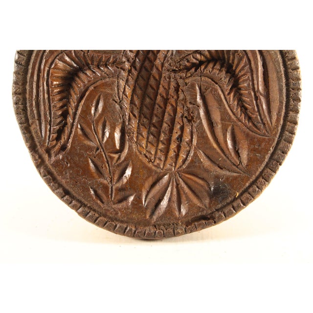 Brown Mid 19th Century Pennsylvania Wooden Butter Mold Stamp With Carved Eagle & Laurel Branch For Sale - Image 8 of 12