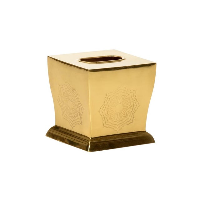 Contemporary Wildwood Waved Edge Tissue Box - Brass For Sale - Image 3 of 3