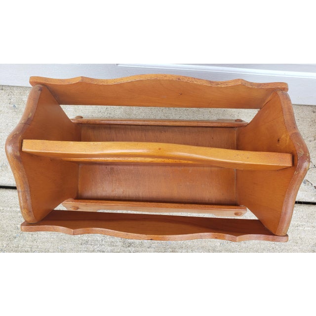 Traditional Vintage Maple Wood Magazines Rack For Sale - Image 3 of 6