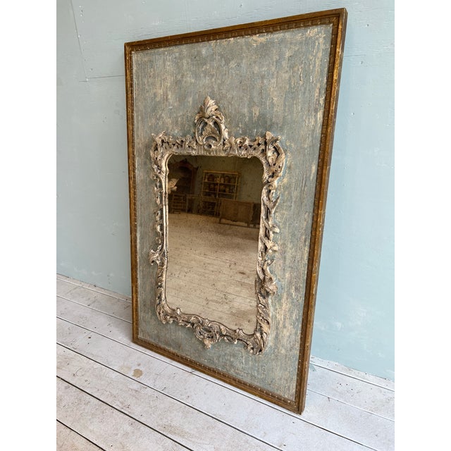 Beautiful 19th C Antique Italian Mirror on Painted Tuscan Panel For Sale - Image 4 of 10
