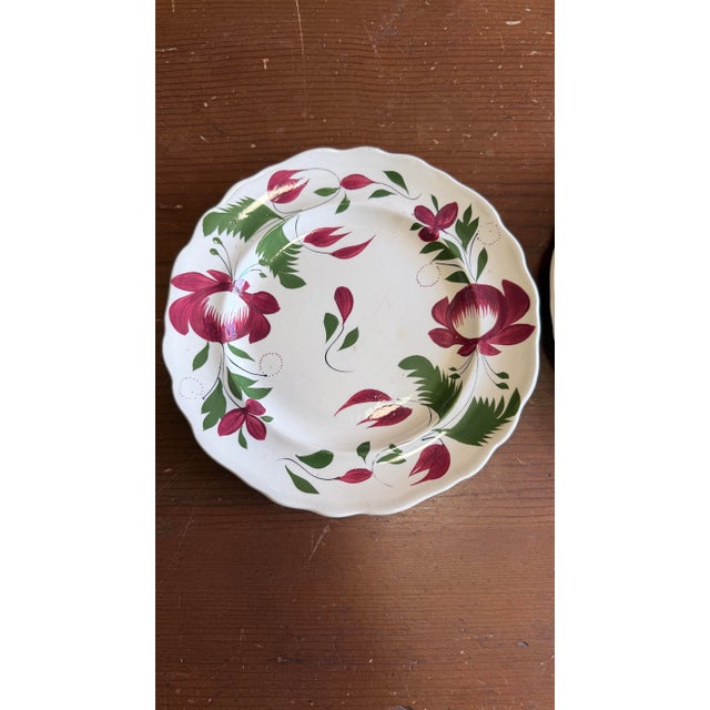 A Very Nice Pair of Antique Staffordshire Early Adam’s Rose Plates, Circa 1830 Most likely made by William Adams & Sons,...