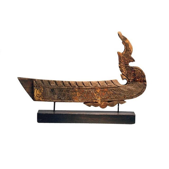 This near pair of wood carving presented on stand was collected from Northern Thailand, late 19th or early 20th century....