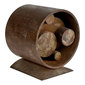 Vintage Rusty Steel Metal Cylindrical Tabletop Art Sculpture - After Richard Serra