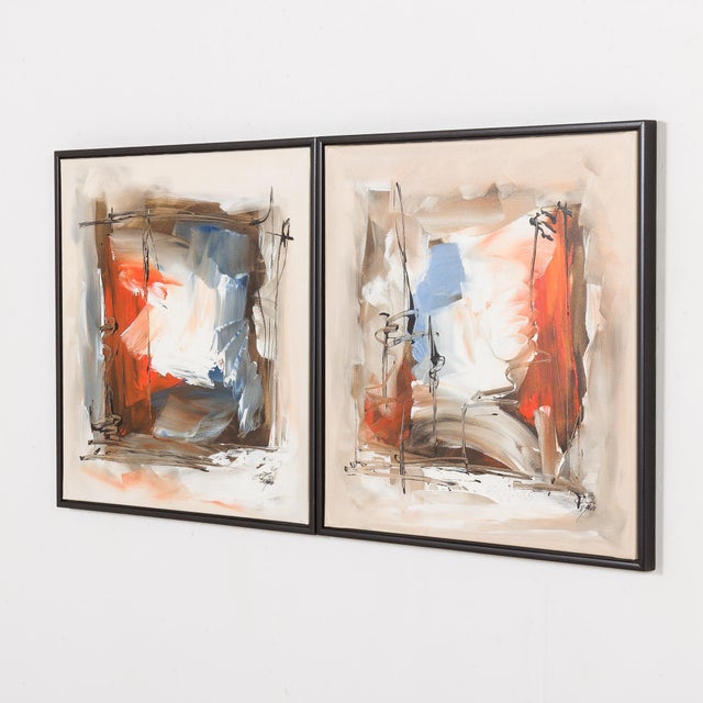 Danish Artist, Abstract Compositions, Late 20th Century, Acrylic on Canvases, Set of 2 For Sale - Image 9 of 9