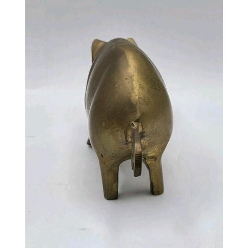 Late 20th Century Vintage Contemporary Solid Brass Pig Figurine For Sale - Image 5 of 17