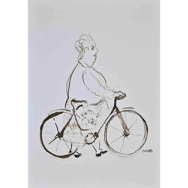 Roberto Cuccaro, The Bicycle, Original Drawing, 2000s For Sale - Image 3 of 3