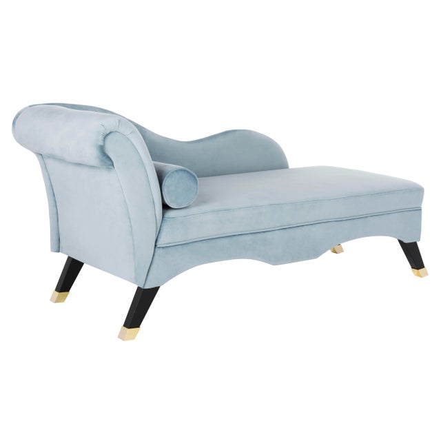 Modern Modern Chaise in Slate Blue & Black For Sale - Image 3 of 9