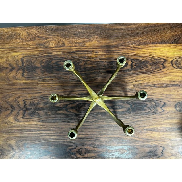 Brutalist candleholder for 6 candles. Designed and made by Michael Harjes. Made of solid bronze. This piece is attributed...