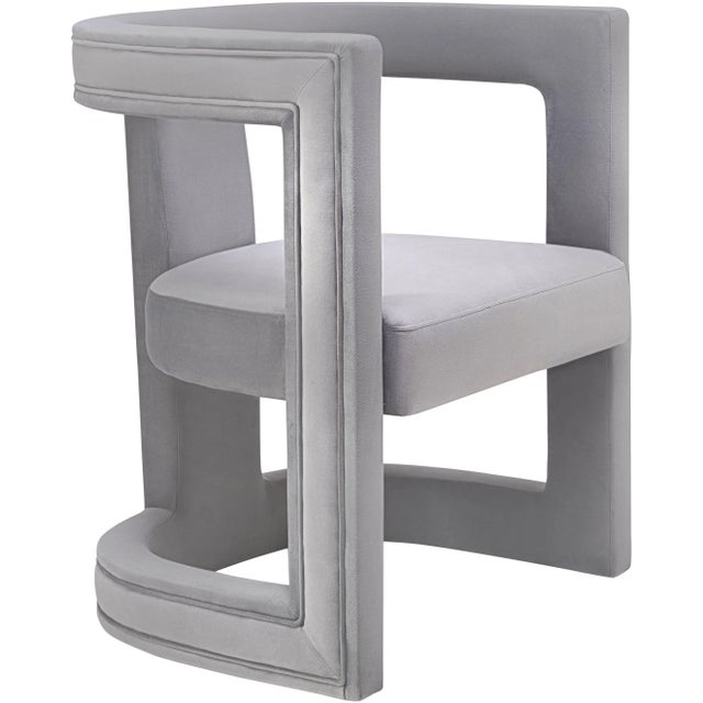 Wood Ada Grey Velvet Chair For Sale - Image 7 of 7