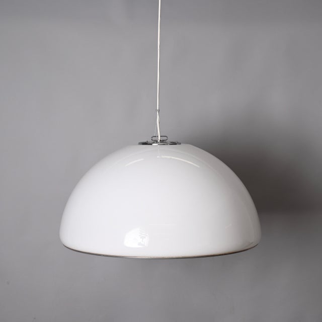 Mid-Century Italian Pendant in Metal and White Acrylic Glass by Harvey Guzzini, 1970s For Sale - Image 9 of 14