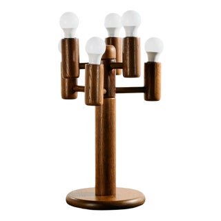 Vintage Oak Table Lamp by Temde Leuchten, 1960s For Sale