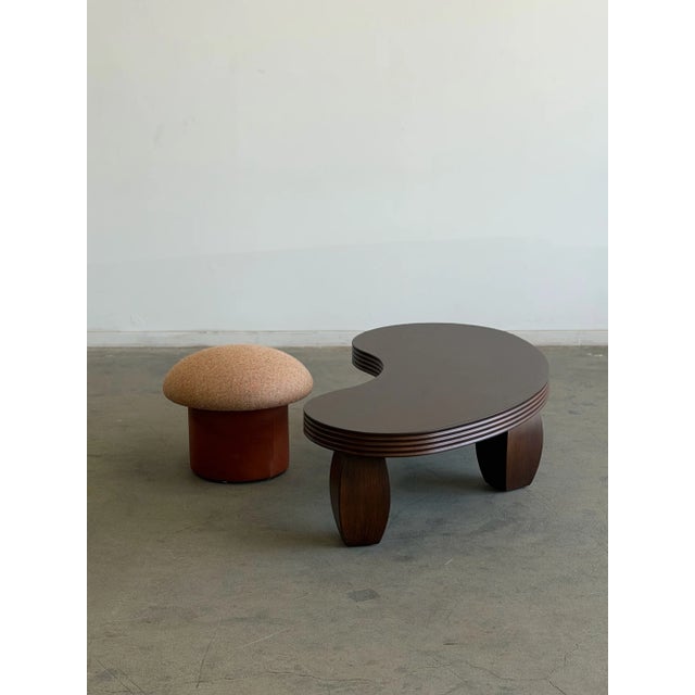 Ribbed Kidney Coffee Table in Walnut For Sale - Image 9 of 12