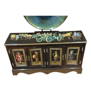 Vintage Black Lacquer Dry Bar For Sale