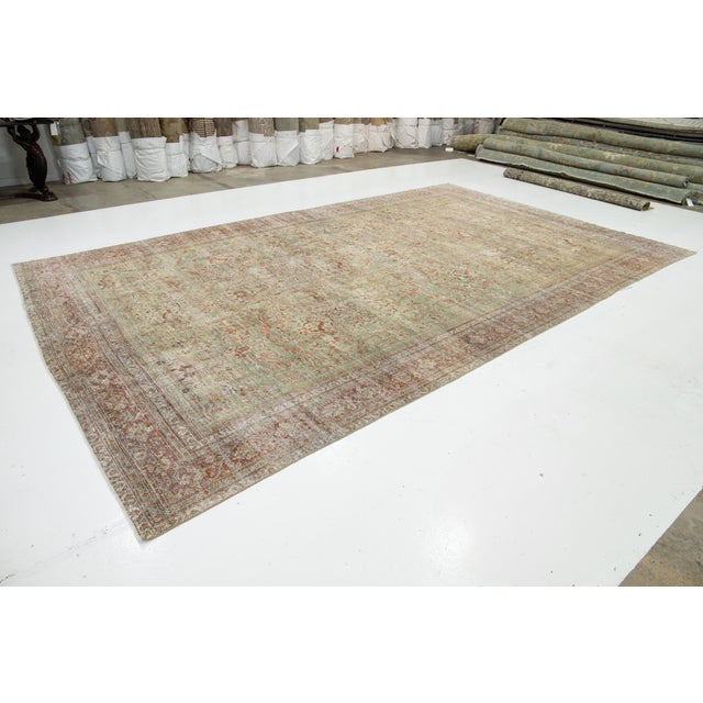 Persian Green Antique Persian Mahal Wool Rug With Allover Design From the 1890s For Sale - Image 3 of 11