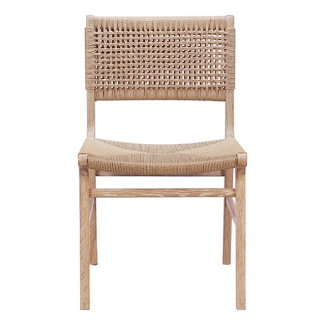Matthew Izzo Home Monroe Cerused Oak Rattan Wrapped Dining Chair For Sale