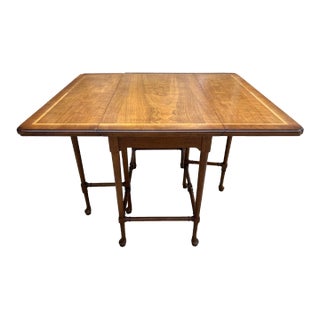 Henredon Mid Century Modern Inlaid Walnut Gateleg Table For Sale