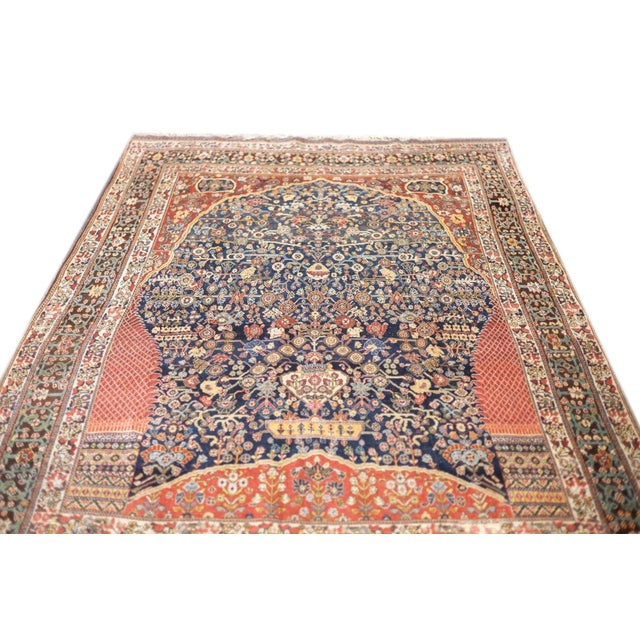 Navy Blue Fine Antique Persian Qashqai Rug 5'7'' X 8'10'' For Sale - Image 8 of 11